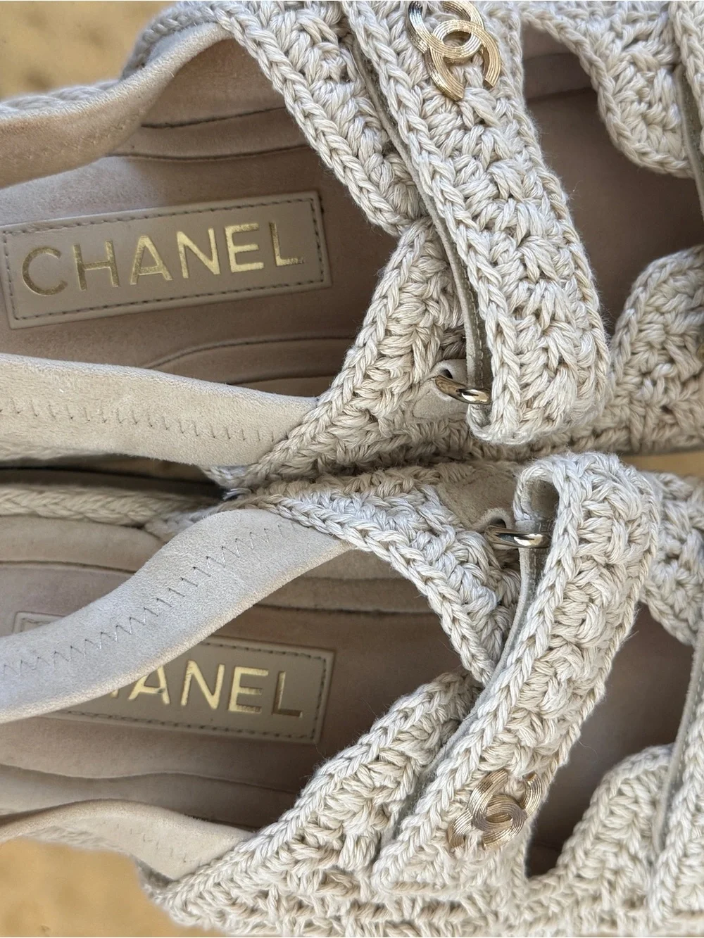 CHANEL SS25 l Crochet Dad Sandals l 38 l GHW